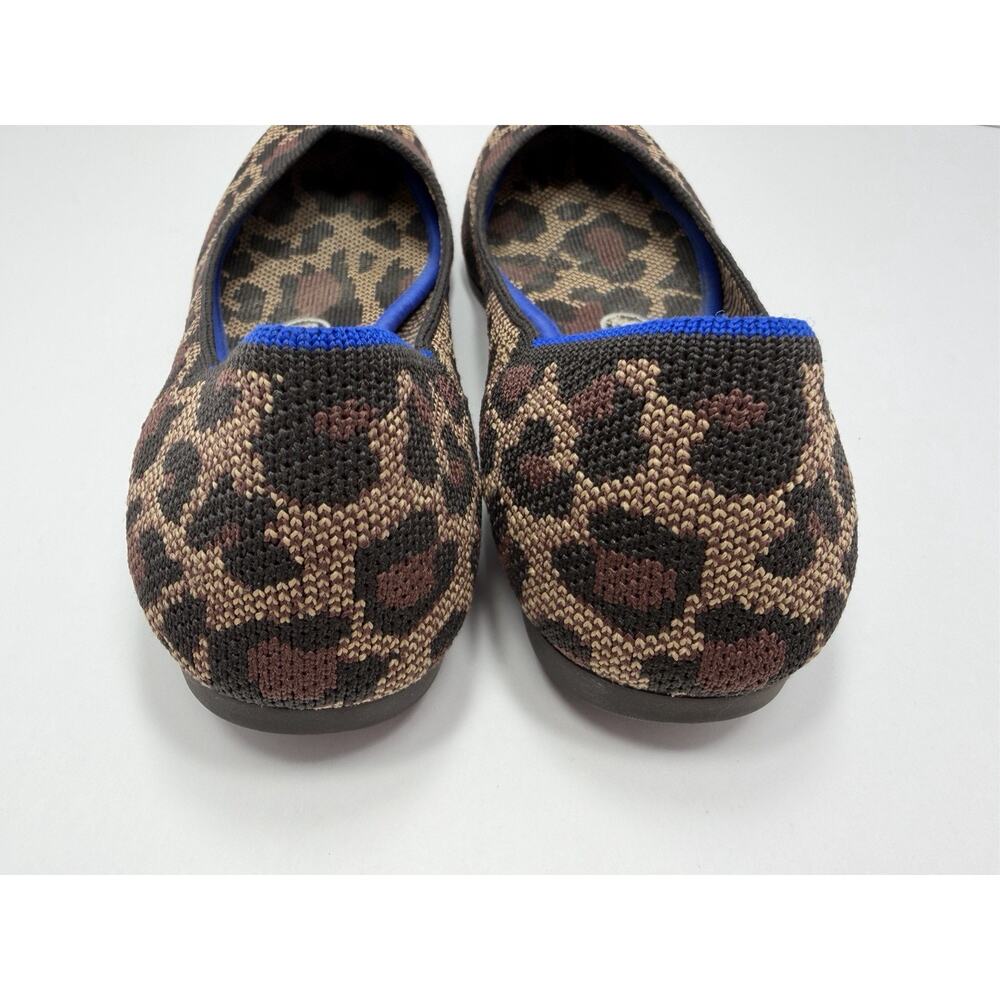 Rothy's Leopard Print Pointed Flats with Blue Trim - Picture 5 of 7